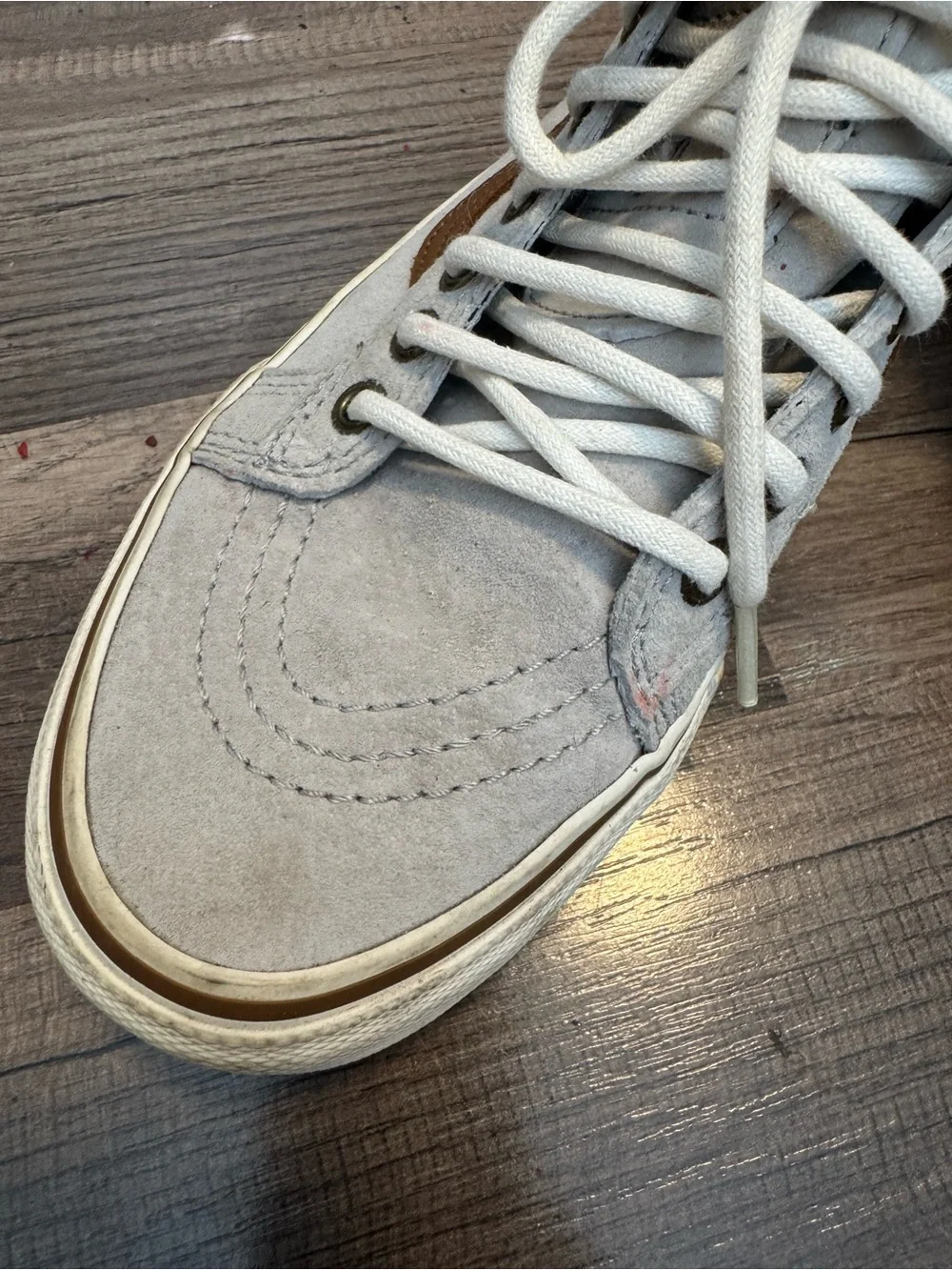 Vans Sk8-Hi MTE Knit Geo High-Top Suede Sneakers in Light Gray Size 6.5M/8W